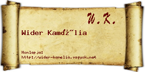 Wider Kamélia névjegykártya